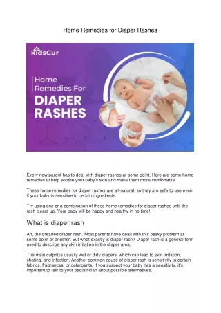 Home Remedies for Diaper Rashes