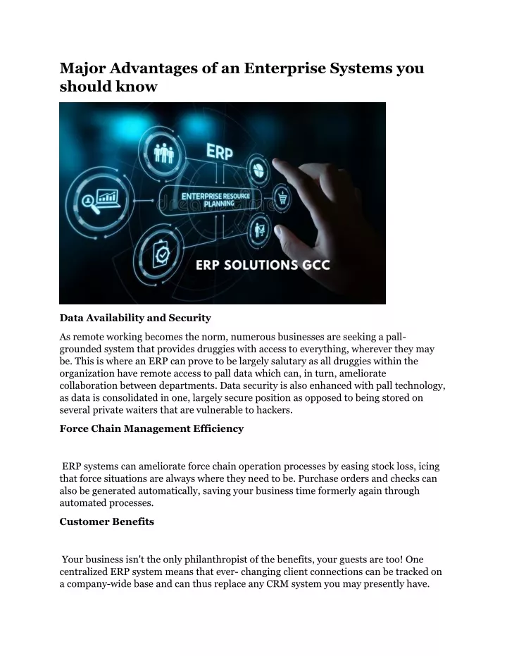 major advantages of an enterprise systems
