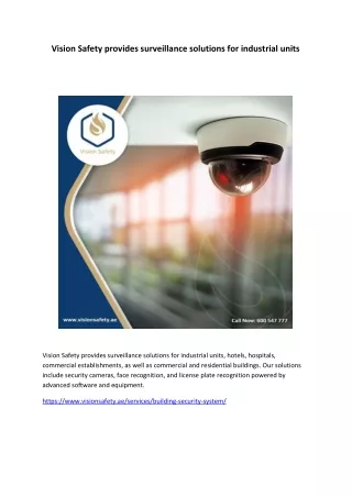 Vision Safety provides surveillance solutions for industrial units