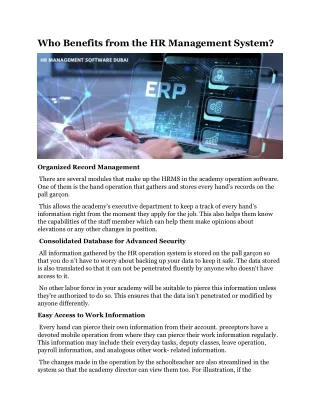 who benefits from the hr management system