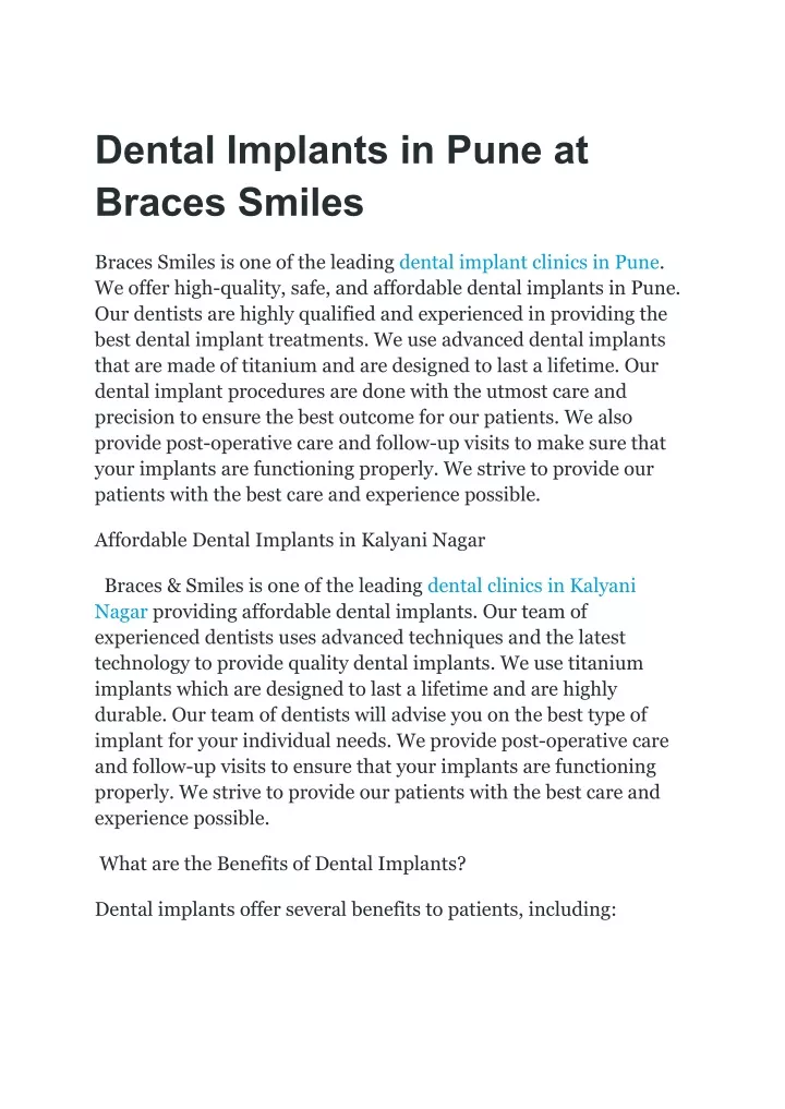 dental implants in pune at braces smiles
