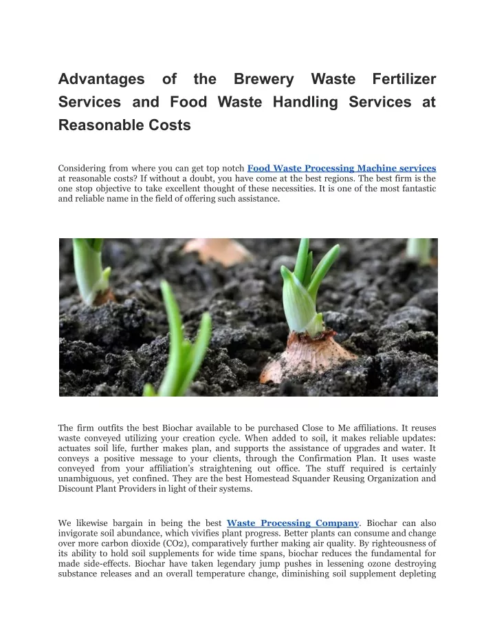 advantages services and food waste handling