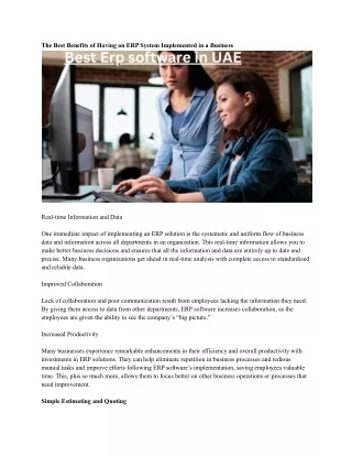 the best benefits of having an erp system