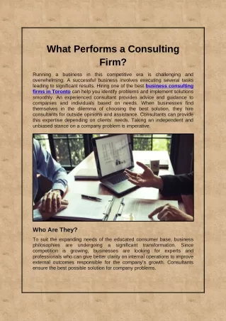What Performs a Consulting Firm?