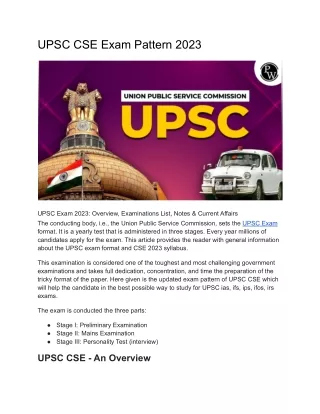 UPSC CSE EXAM PATTERN 2023