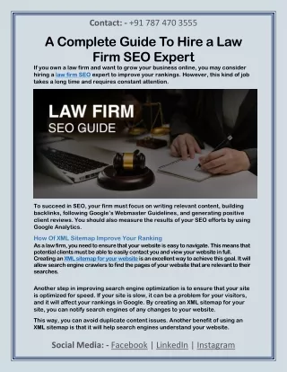 A Complete Guide To Hire a Law Firm SEO Expert