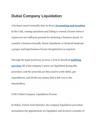 Dubai Company Liquidation