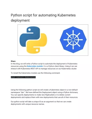 python script for automating kubernetes deployment