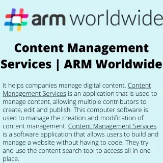 Content Management Services  ARM Worldwide