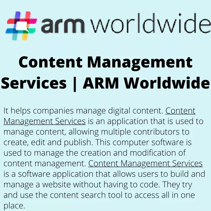 content management services arm worldwide