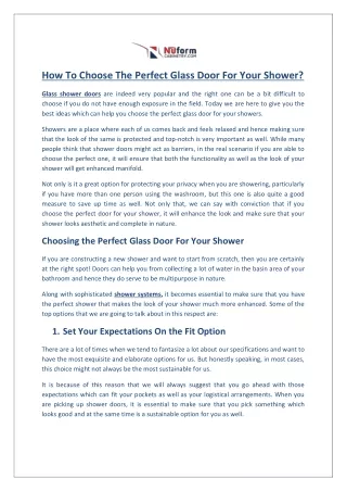 How To Choose The Perfect Glass Door For Your Shower?
