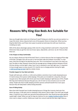 Reasons Why King-Size Beds Are Suitable for You!