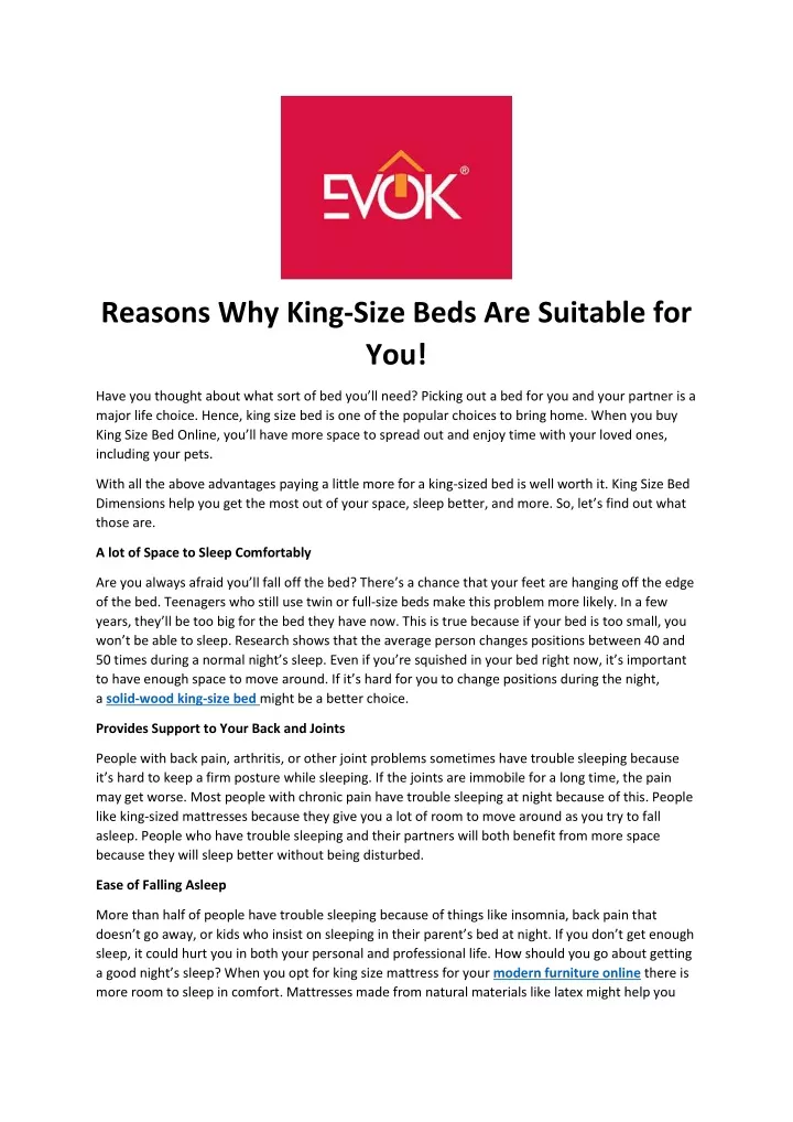reasons why king size beds are suitable for you