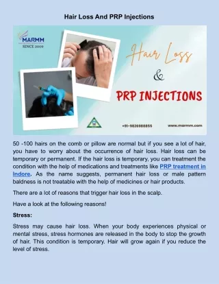 Hair Loss And PRP Injections