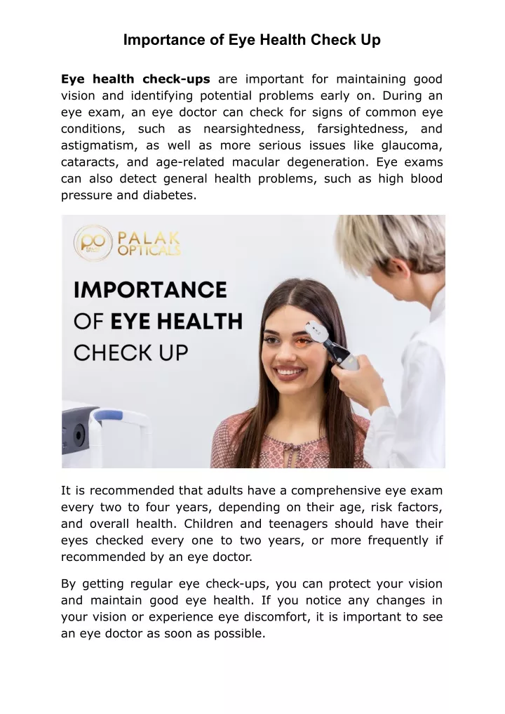 importance of eye health check up