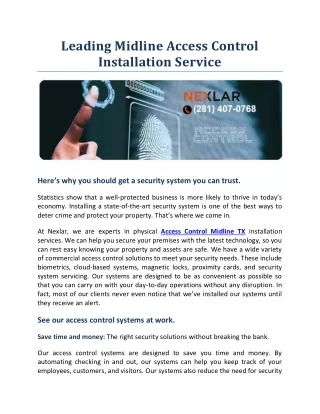 leading midline access control installation