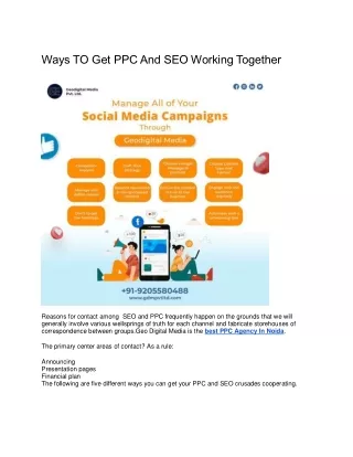 Ways TO Get PPC And SEO Working Together