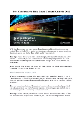 best construction time lapse camera guide in 2022