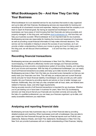 what bookkeepers do and how they can help your