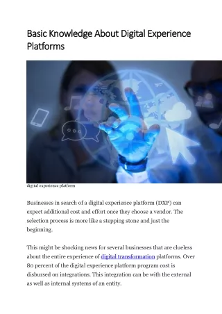 basic knowledge about digital experience basic