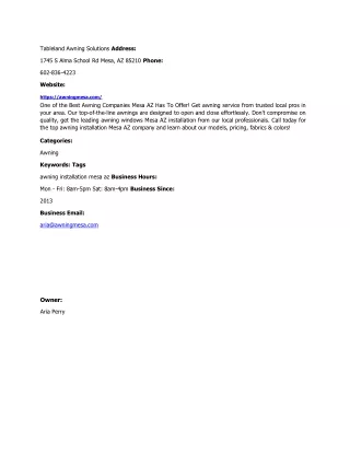 tableland awning solutions address 1745 s alma