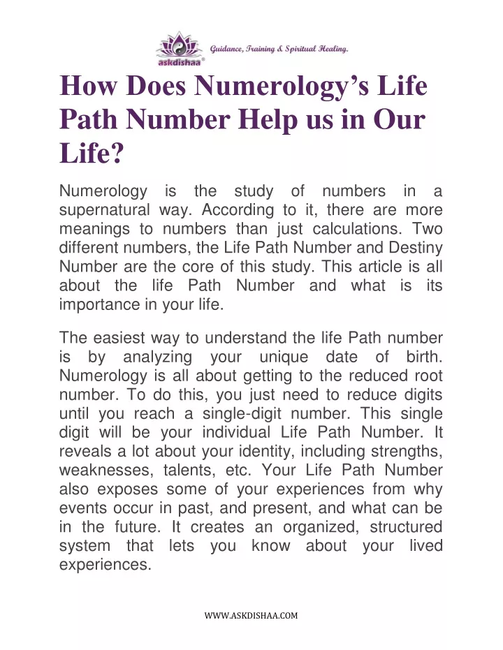 how does numerology s life path number help