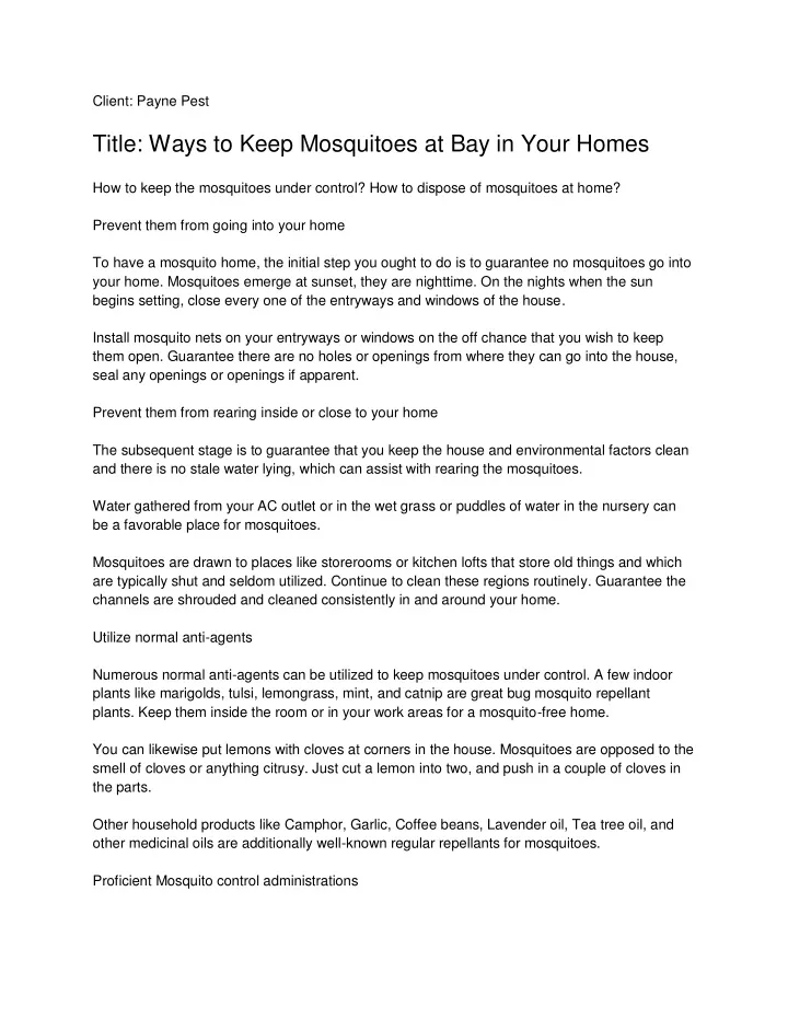 client payne pest title ways to keep mosquitoes