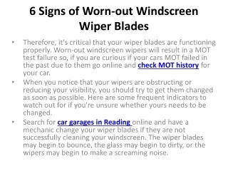 6 Signs of Worn-out Windscreen Wiper Blades