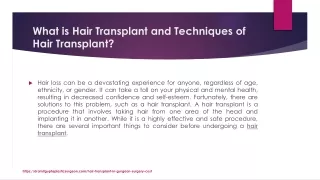 What is Hair Transplant and Techniques of Hair Transplant?