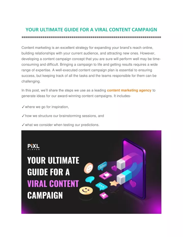 PPT YOUR ULTIMATE GUIDE FOR A VIRAL CONTENT CAMPAIGN PowerPoint