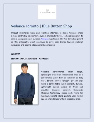 Veilance Toronto | Blue Button Shop