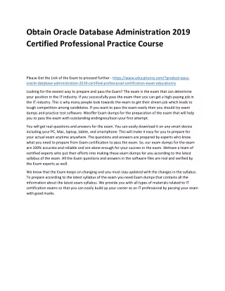 obtain oracle database administration 2019