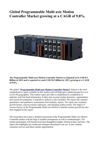 Programmable Multi axis Motion Controller Market