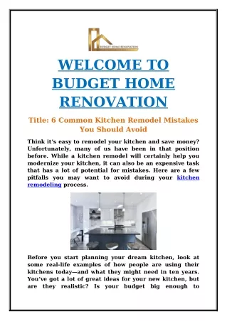 welcome to budget home renovation