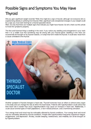Possible Signs and Symptoms You May Have Thyroid