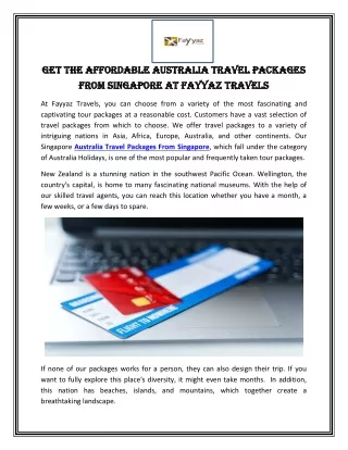 Get the Affordable Australia Travel Packages From Singapore At Fayyaz Travels