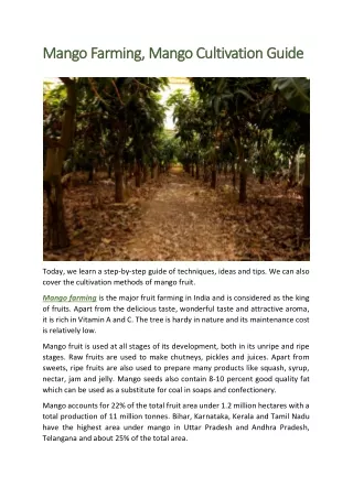 mango farming mango cultivation guide mango