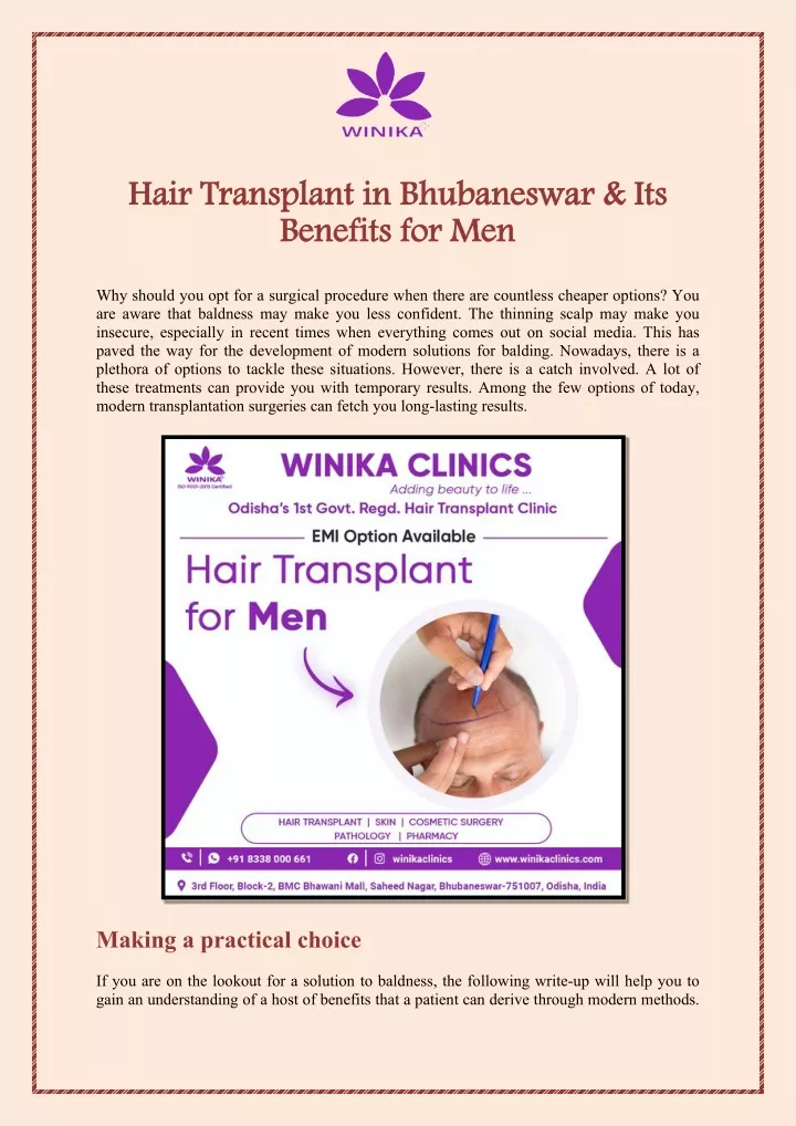 hair transplant in bhubaneswar its benefits