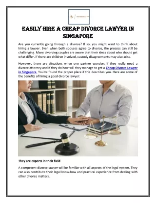 Easily Hire a Cheap Divorce Lawyer in Singapore