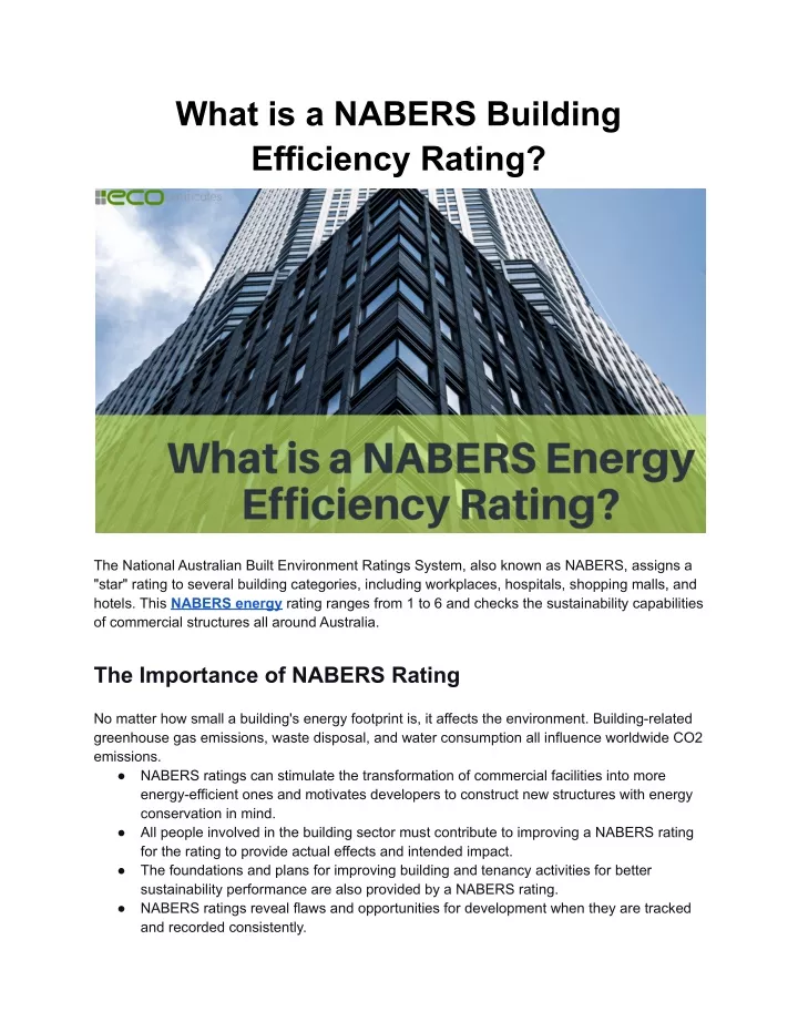 what is a nabers building efficiency rating