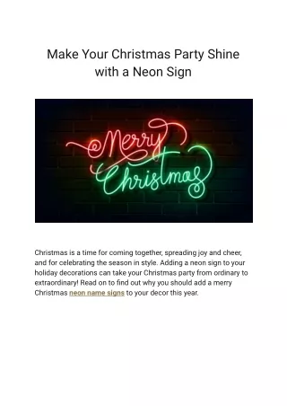 Make Your Christmas Party Shine with a Neon Sign