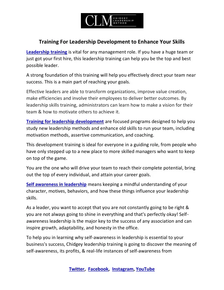 training for leadership development to enhance