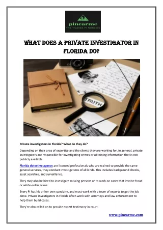 What Does a Private Investigator in Florida Do
