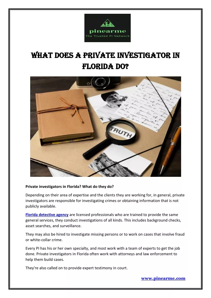 what does a private investigator in what does