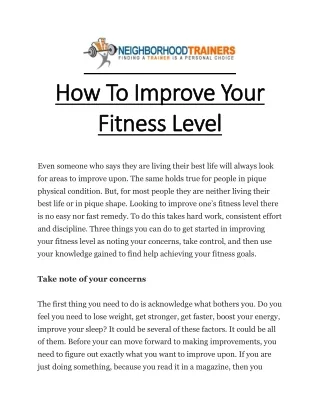How To Improve Your Fitness Level