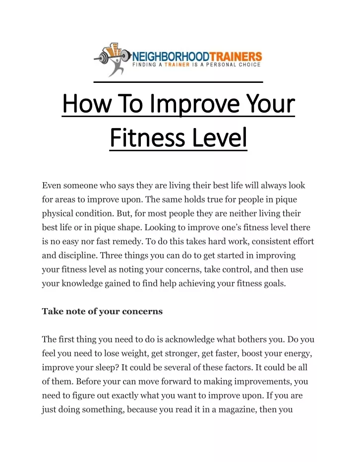 how to improve your how to improve your fitness