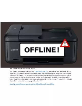 how to fix a canon wireless printer offline