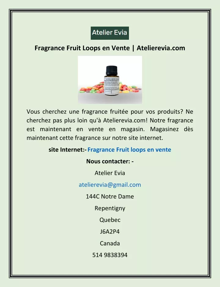 fragrance fruit loops en vente atelierevia com