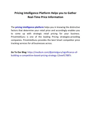pricing intelligence platform helps you to gather