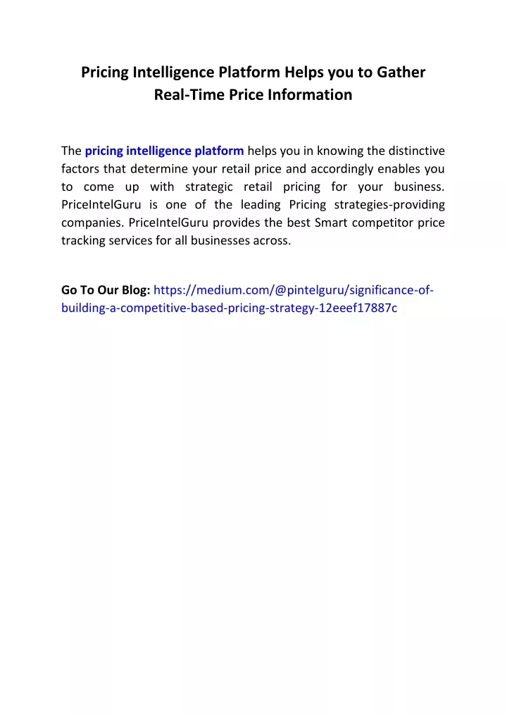 pricing intelligence platform helps you to gather